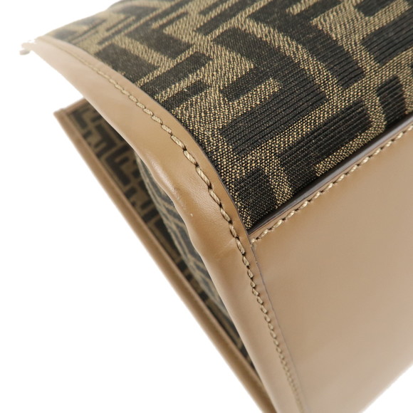 Fendi Zucca Canvas Leather Sunshine Tote Bag Large Khaki Beige - Picture 5 of 11